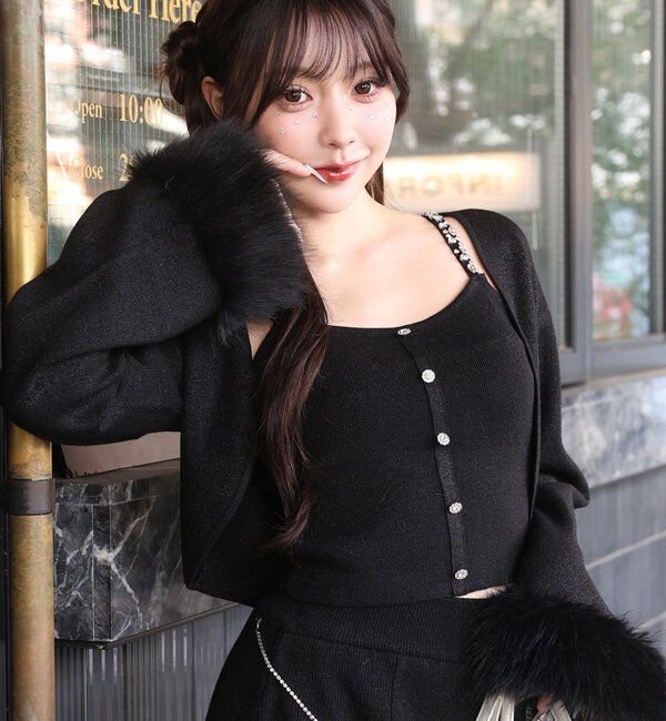  「袖ファーボレロ+キラキラビスチェSET」|ニット・セーター|