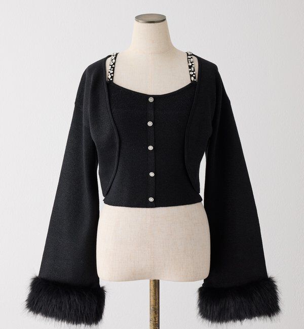  「袖ファーボレロ+キラキラビスチェSET」|ニット・セーター|
