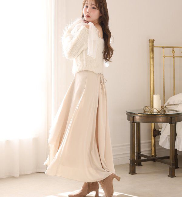  「肩リボンニットセットワンピース」|ワンピース|