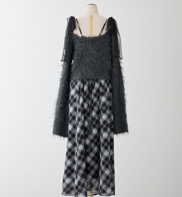  「肩リボンニットセットワンピース」|ワンピース|