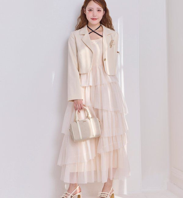  「ブローチ付きショートテーラージャケット/WEB限定リバイバル」|テーラードジャケット|