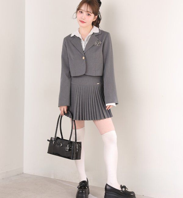  「ブローチ付きショートテーラージャケット/WEB限定リバイバル」|テーラードジャケット|