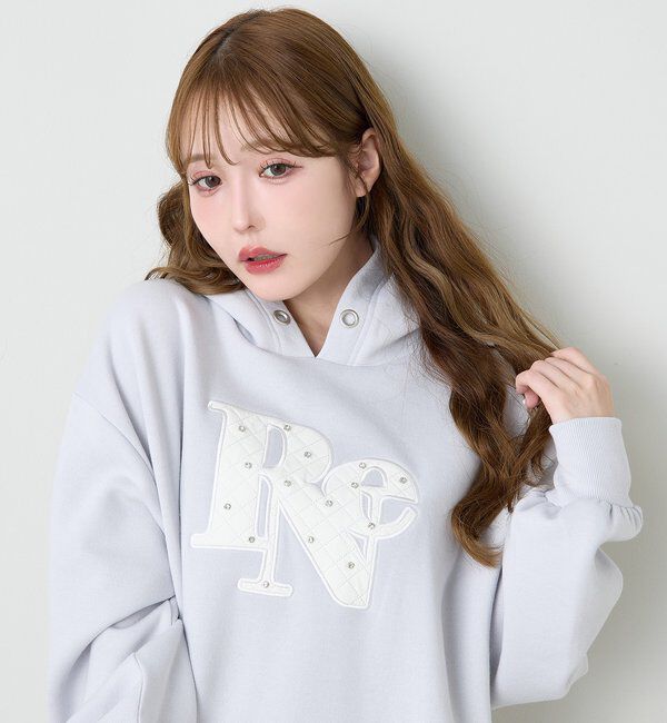  「キルティングロゴゆるパーカー」|プルオーバー|サックスブルー