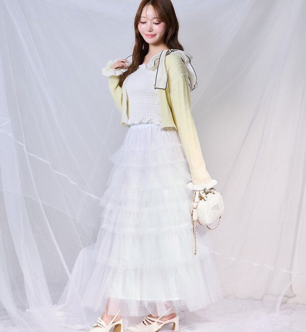  「段々チュールロングスカート」|スカート|