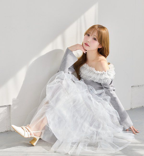  「段々チュールロングスカート」|スカート|