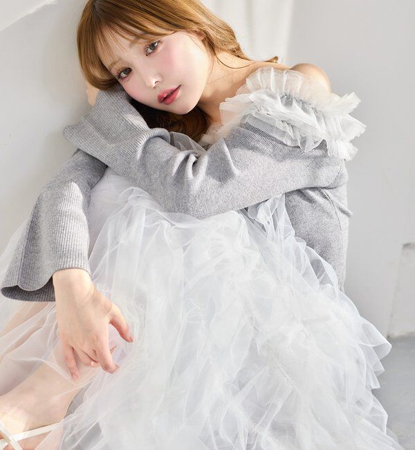  「段々チュールロングスカート」|スカート|