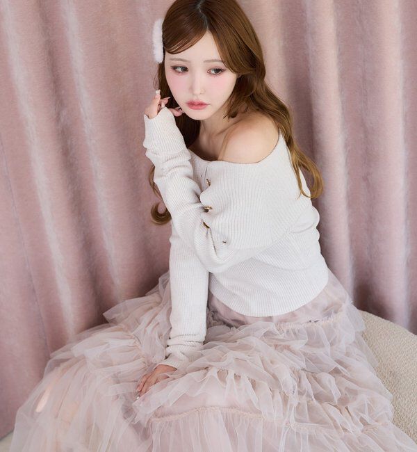  「段々チュールロングスカート」|スカート|