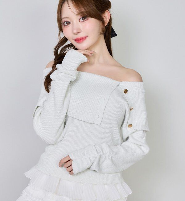  「オフショルラメニット」|ニット・セーター|アイボリー