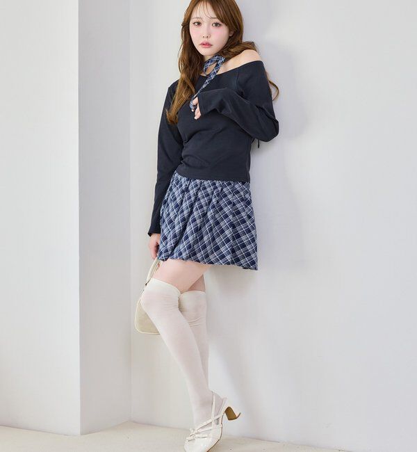  「リボンタイ／ワンショルカットトップス」|プルオーバー|