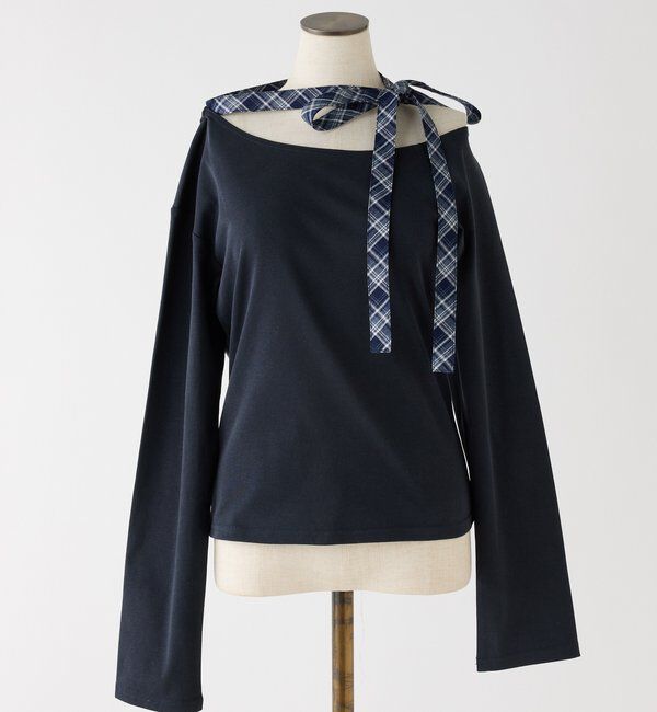  「リボンタイ／ワンショルカットトップス」|プルオーバー|