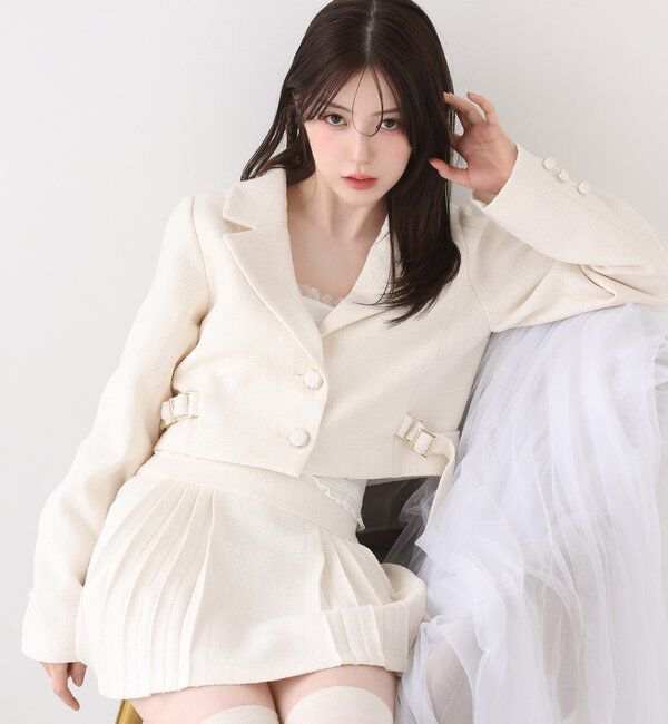  「【SMサイズ展開あり】ツイードプリーツミニスカート」|スカート|