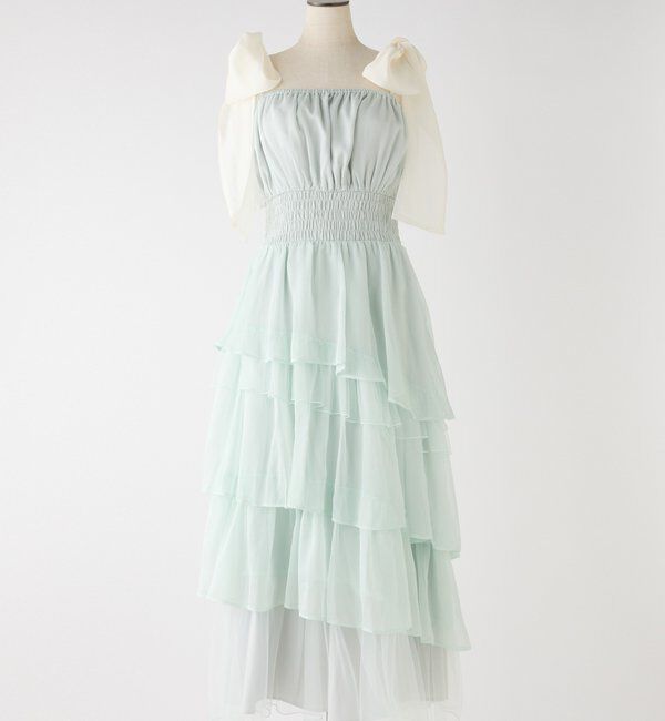  「肩リボンティアードキャミワンピ」|ワンピース|