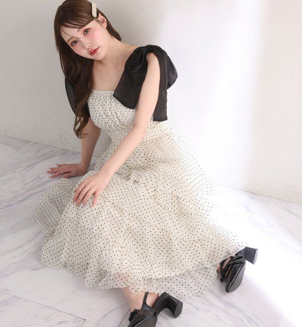  「肩リボンティアードキャミワンピ」|ワンピース|