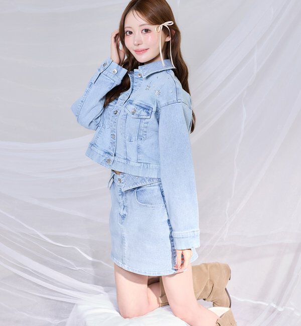  「ウェスト折り返しデニムミニスカート」|スカート|