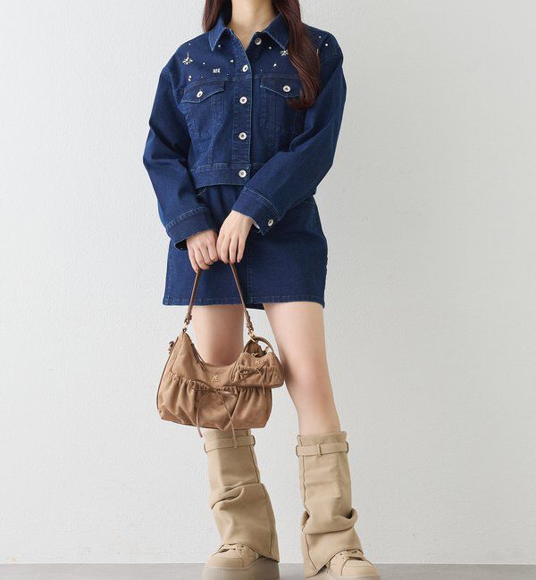  「ウェスト折り返しデニムミニスカート」|スカート|