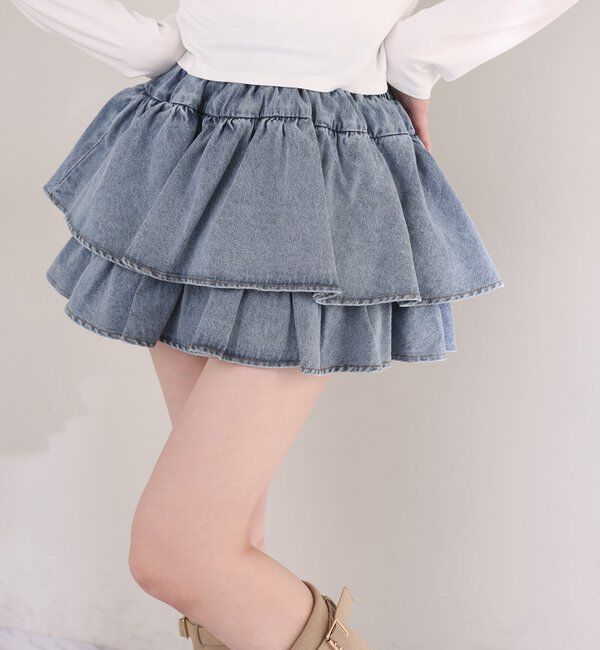  「【REVIVAL】WEB限定/セットアップ対応/ティアードミニスカート」|スカート|サックスブルー