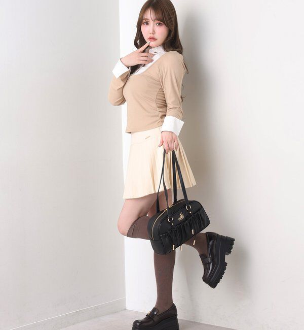  「ロゴ刺繍レイヤードトップス」|プルオーバー|