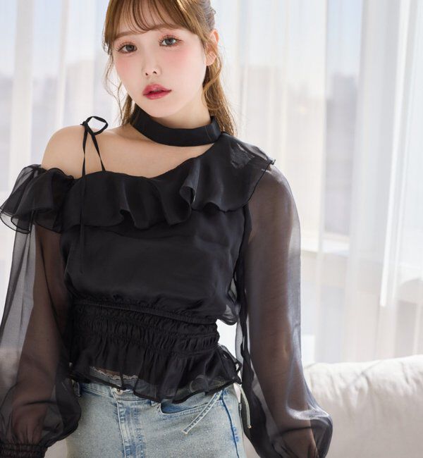  「2WAYワンショルフリルブラウス」|シャツ・ブラウス|ブラック