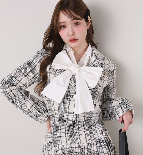  「【リボン取り外し可能】フロントギャザーボウタイシャツ」|シャツ・ブラウス|