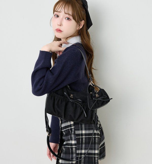  「ミニバッグチャーム付きドロストリボンバッグ」|ショルダー・メッセンジャー|