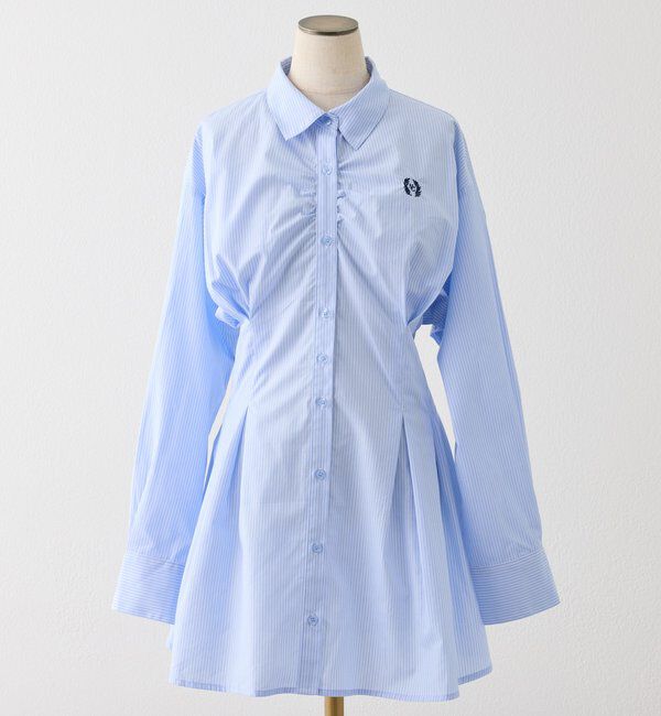  「【マイナス5キロ見え】レースアップシャツチュニック」|シャツ・ブラウス|