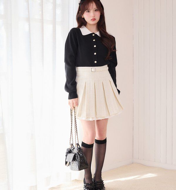  「【SMサイズ展開あり】ベルト付きレイヤードプリーツミニスカート」|その他|