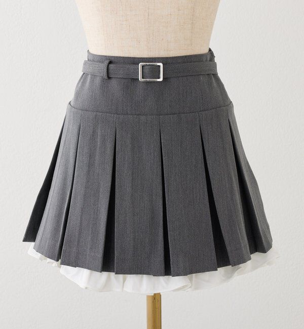  「【SMサイズ展開あり】ベルト付きレイヤードプリーツミニスカート」|その他|