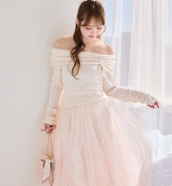  「ドロストリボンオフショルトップス」|プルオーバー|