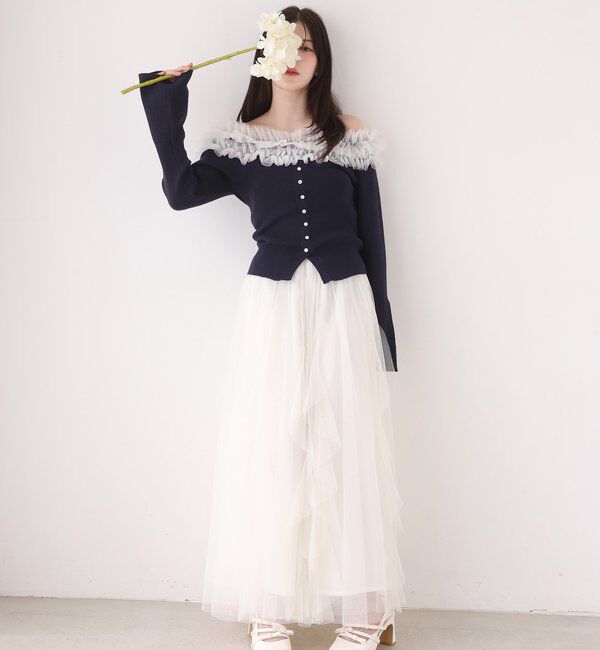  「チュールフリルロングスカート」|スカート|
