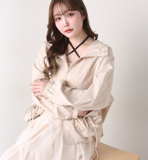  「ドロストリボンポケット付きマウンテンパーカー」|ダウンベスト・ベスト|