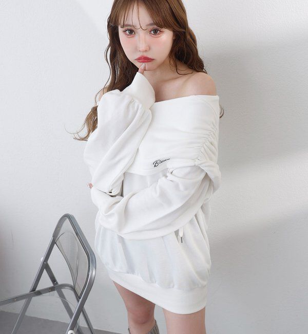  「オフショルパーカーワンピ」|ワンピース|