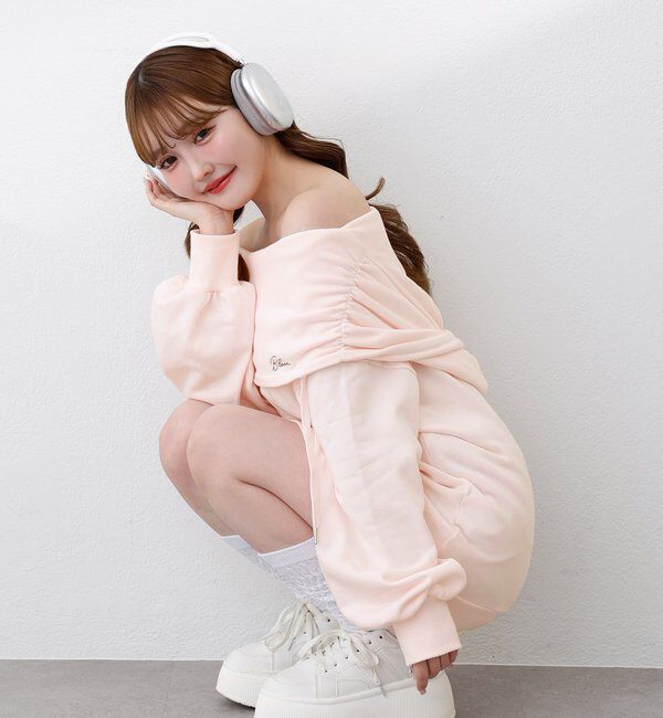  「オフショルパーカーワンピ」|ワンピース|