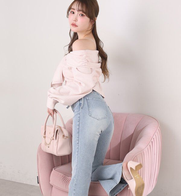  「肩ビジューリボンオフショルブラウス」|シャツ・ブラウス|