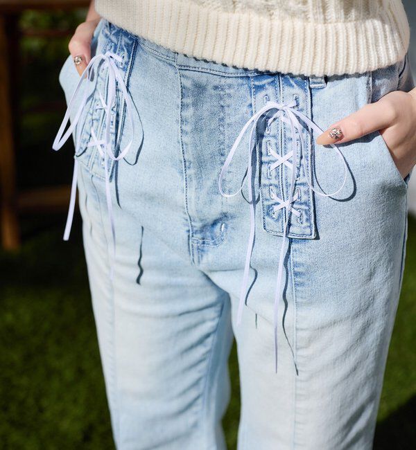  「【Denim Collection】レースアップデニムパンツ/SMサイズ展開あり」|その他|