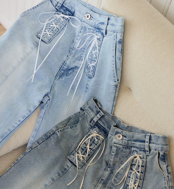  「【Denim Collection】レースアップデニムパンツ/SMサイズ展開あり」|その他|