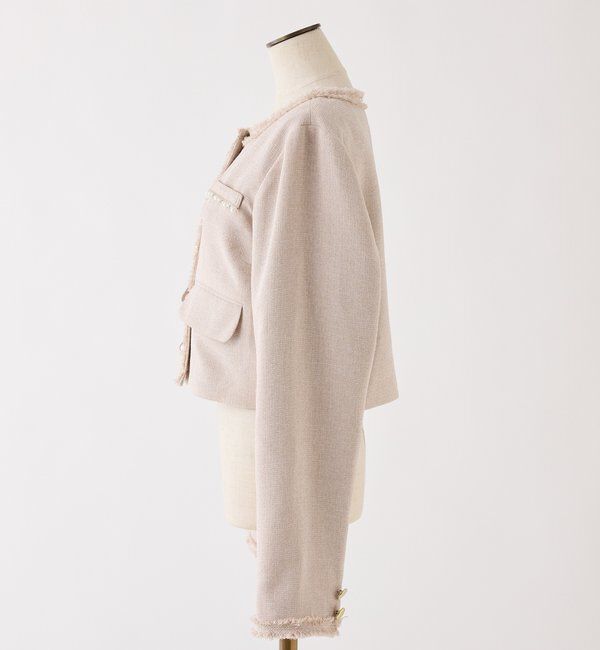  「【miyabi企画】パール釦ツイードノーカラージャケット」|テーラードジャケット|