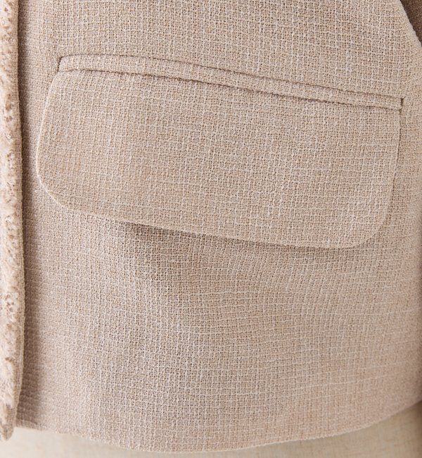  「【miyabi企画】パール釦ツイードノーカラージャケット」|テーラードジャケット|