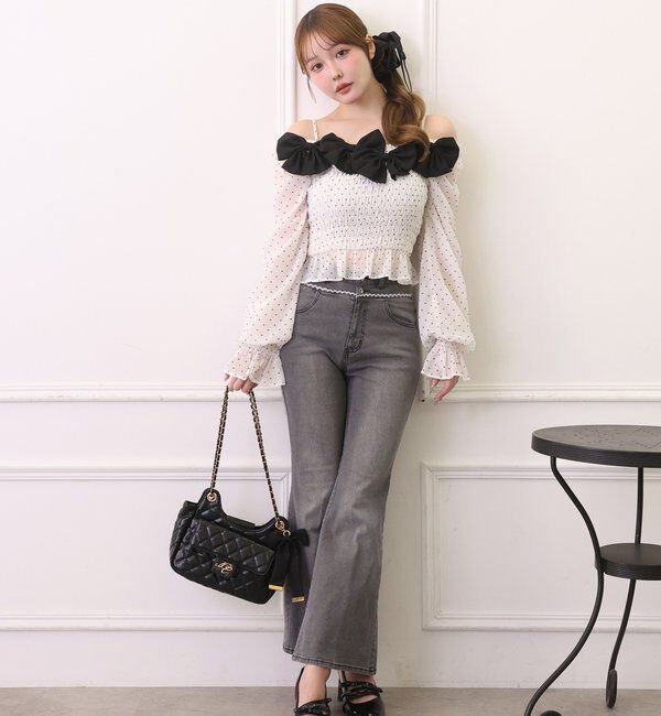  「シャーリングリボンブラウス」|シャツ・ブラウス|