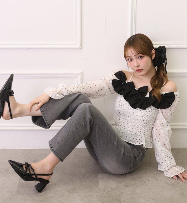  「シャーリングリボンブラウス」|シャツ・ブラウス|