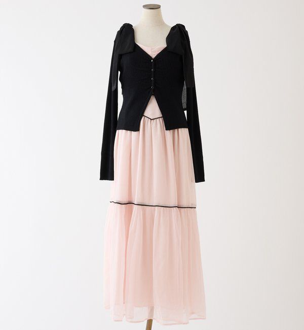  「カーディガンセット配色ワンピース」|ワンピース|