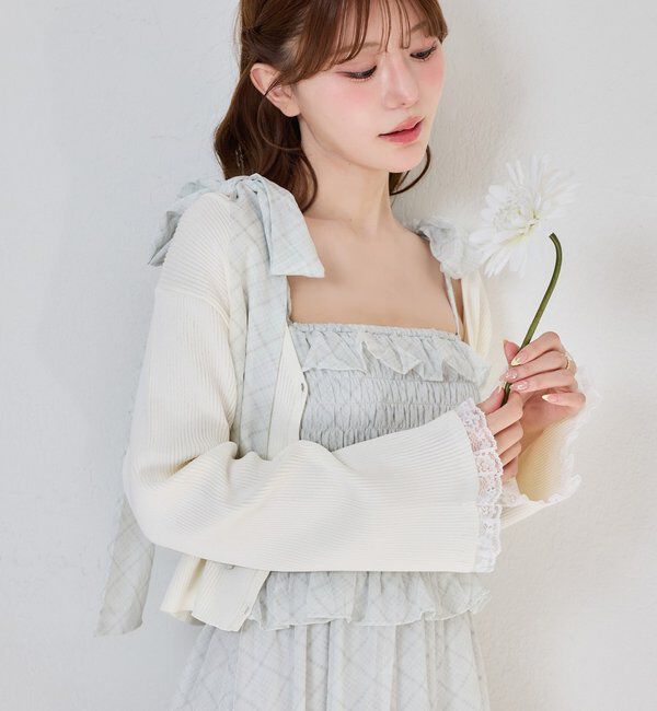  「袖レースカーディガン」|ニット・セーター|