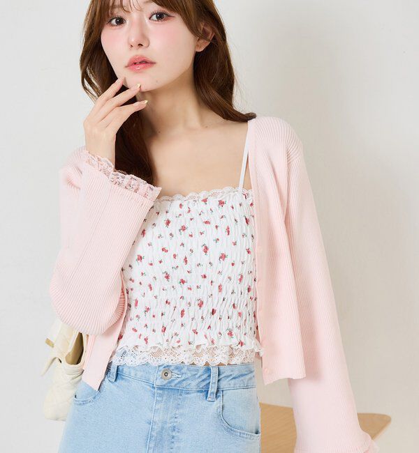  「袖レースカーディガン」|ニット・セーター|