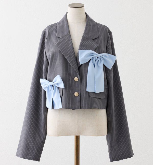  「【セットアップ可能】ビッグリボンテーラードジャケット」|ダウンベスト・ベスト|