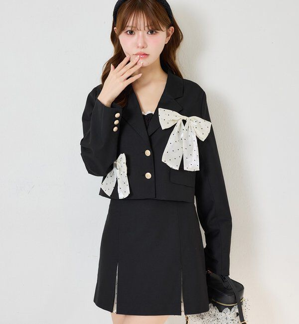  「【セットアップ可能】ビッグリボンテーラードジャケット」|ダウンベスト・ベスト|