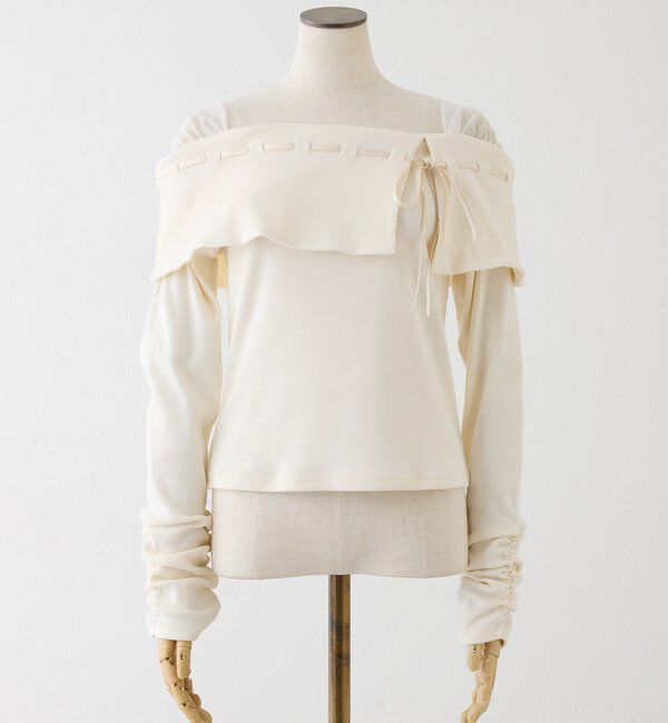  「配色リボンオフショルトップス」|プルオーバー|