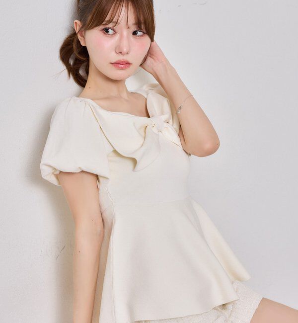  「リボンニットチュニック」|ニット・セーター|