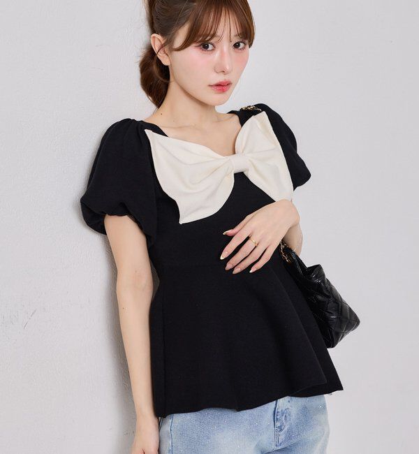  「リボンニットチュニック」|ニット・セーター|