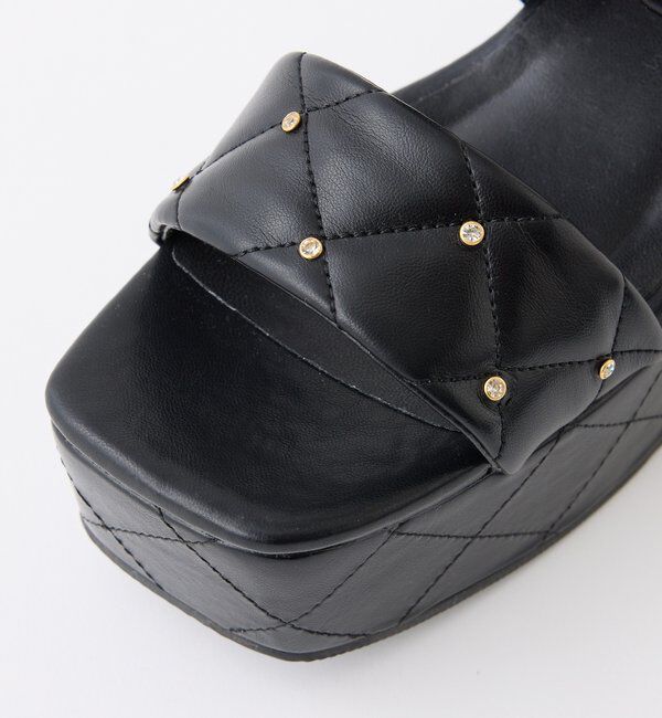  「ビジュースタッズ付きキルティングサンダル」|その他|