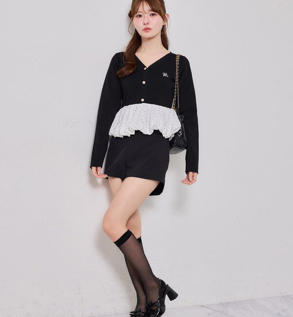  「ロゴ刺繍入りバルーントップス」|ニット・セーター|