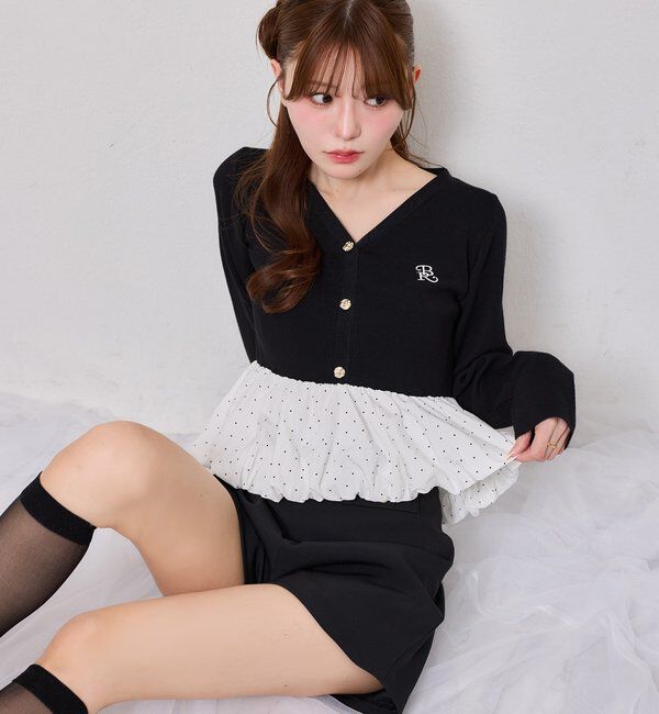  「ロゴ刺繍入りバルーントップス」|ニット・セーター|